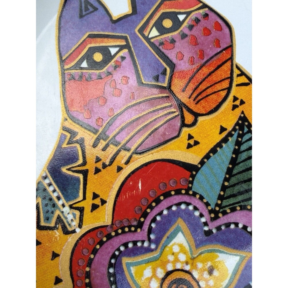 Laurel Burch Cat Floral Ceramic Plate & Bowl Set of 2 Purple 6” - Picture 2 of 14